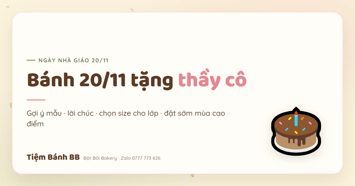 Bánh kem 20/11 tặng thầy cô tone pastel của Tiệm Bánh BB
