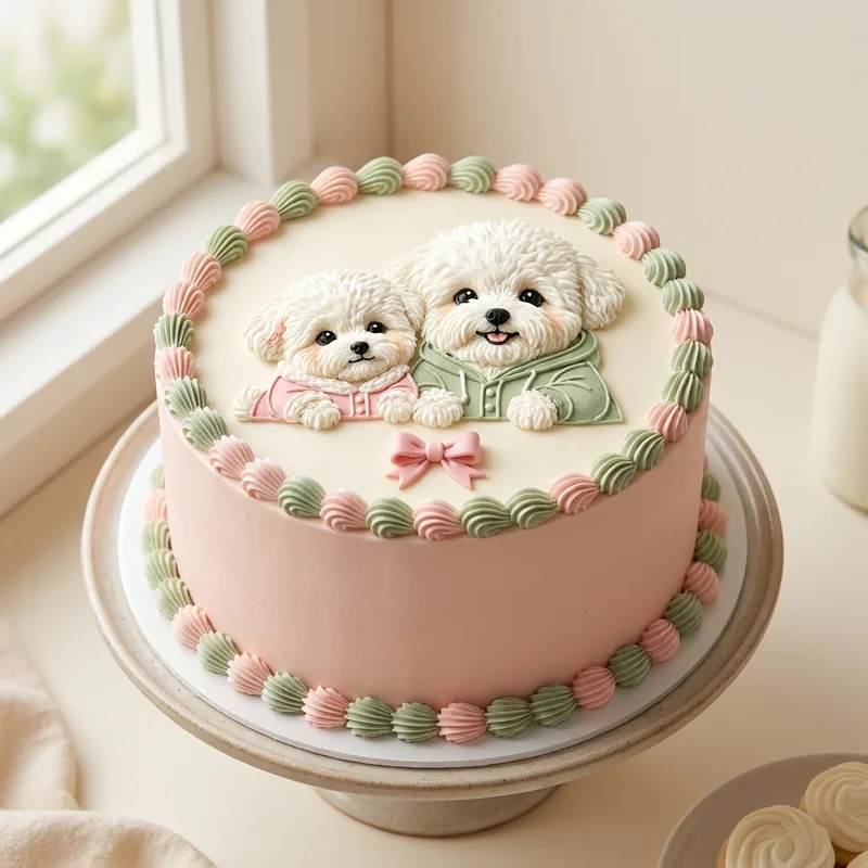 Bánh sinh nhật kem pastel hồng có nến