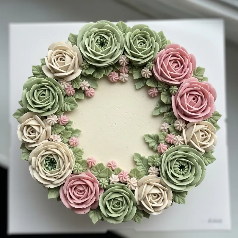 Bánh kem bơ trang trí hoa tone pastel