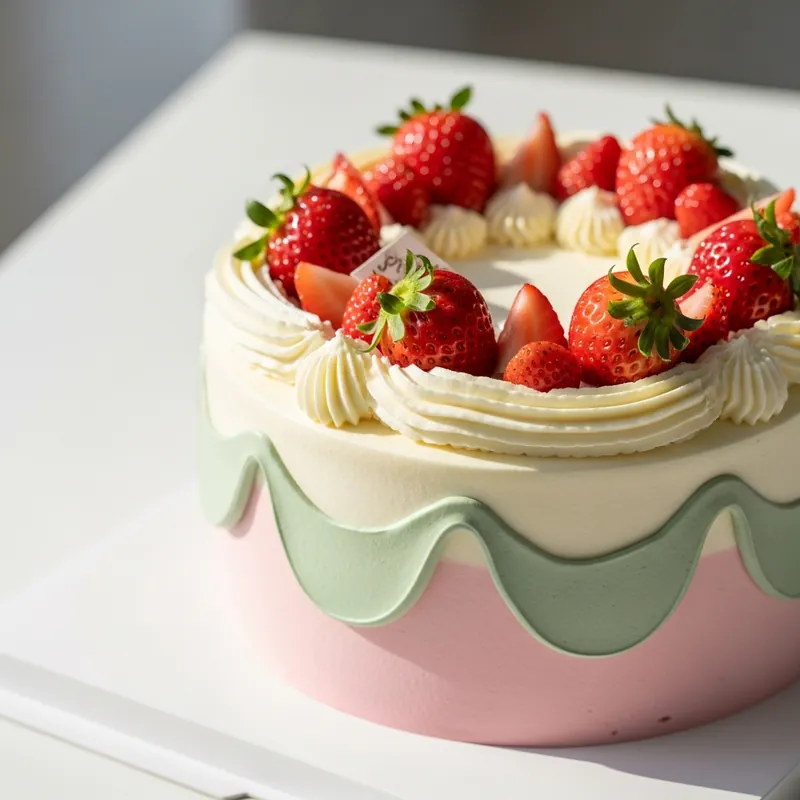 Bánh kem dâu tươi tone pastel